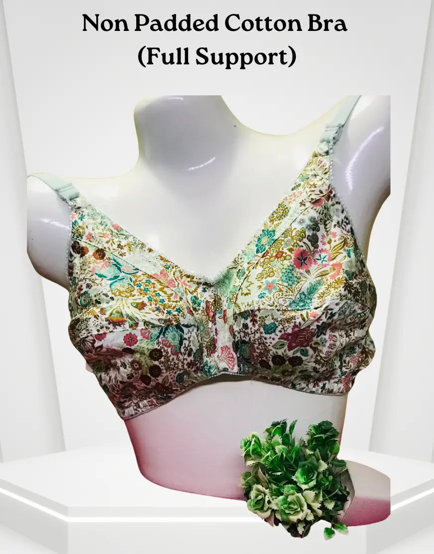 Stylish Floral Cotton Bra – Back View with Adjustable Straps