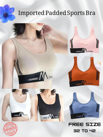 Imported Removeable Padded Sports Bra – High Support | Seamless & Comfortable