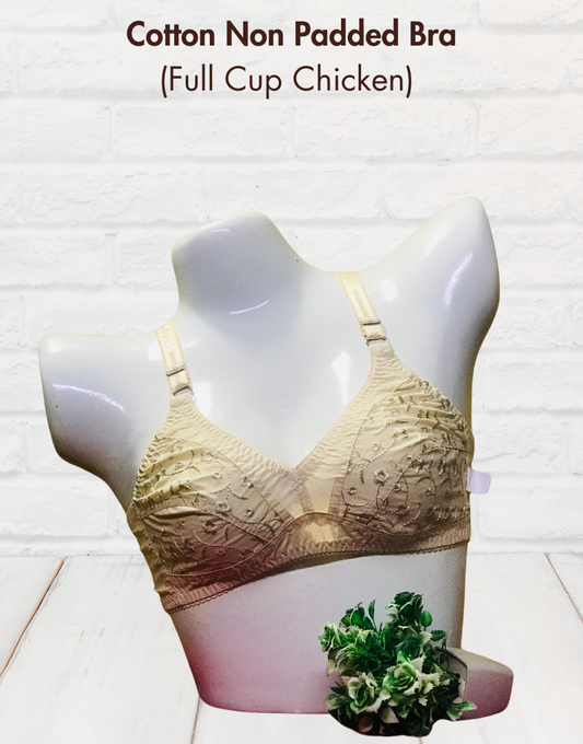 Cotton Non-Padded Full-Cup Bra with Chicken Embroidery