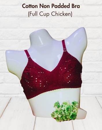 Cotton Non-Padded Full-Cup Bra with Chicken Embroidery