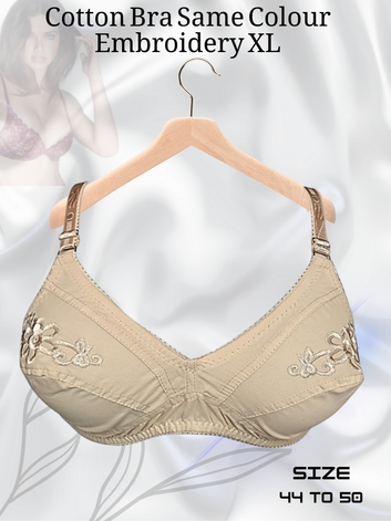 XL Size Cotton Bra with Matching Color Embroidery – Comfortable & Stylish