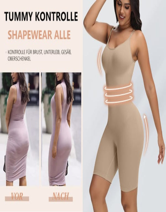 Imported Full Body Shaper for Women | Slimming Body Suit with Tummy Control, Thigh Slimmer & Cincher Corset (Beige, Adjustable Standard Size)